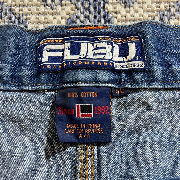 VTG Y2K Fubu Baggy Skater Blue Jean Jorts Shorts SZ 39 - Picture 4 of 8